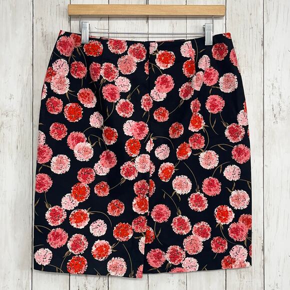 Talbots Floral Black Pink Mid Rise Lined Fitted Pencil Knee Work Dress Skirt 10P - Picture 2 of 7